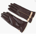 Fabricación de guantes de cuero de la manera de la motocicleta del diseño de Brown